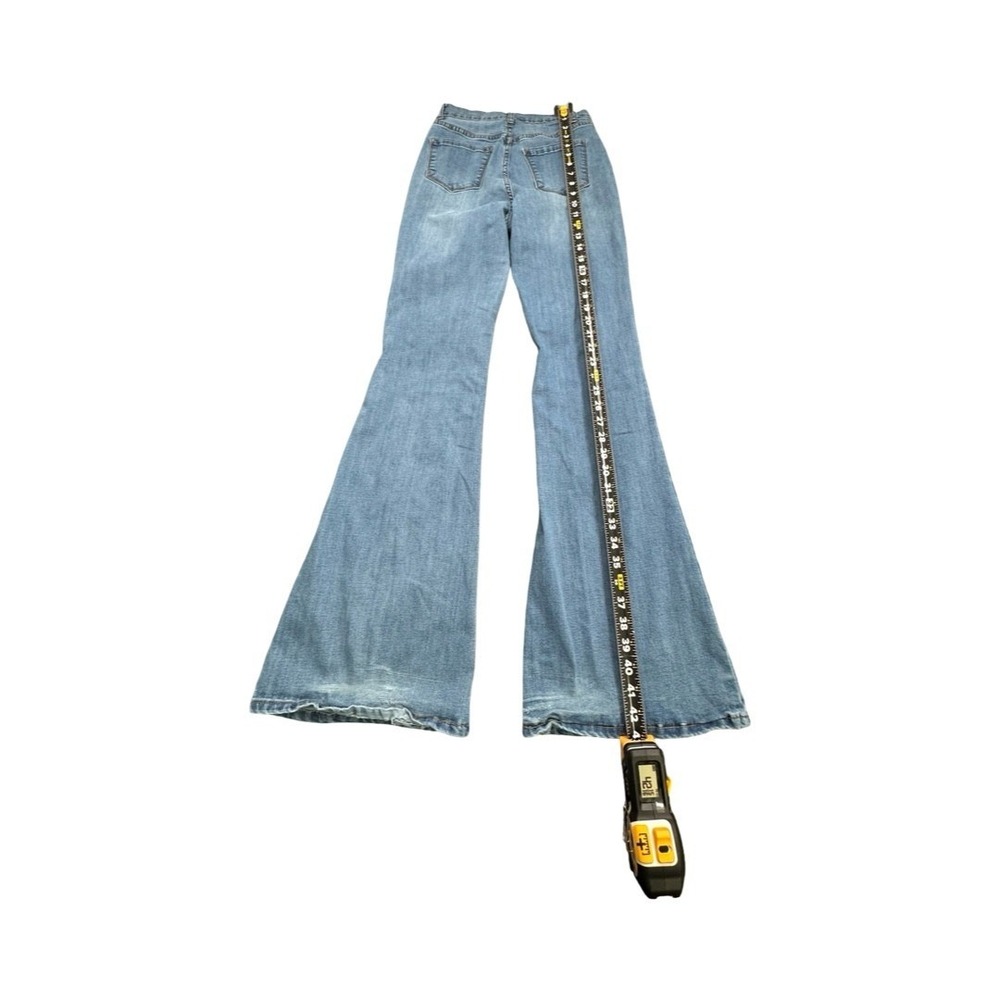 SHEIN Jeans Womens 28 Light Blue Flare Bell Bottom High Waisted Wide Leg Retro - Picture 7 of 13